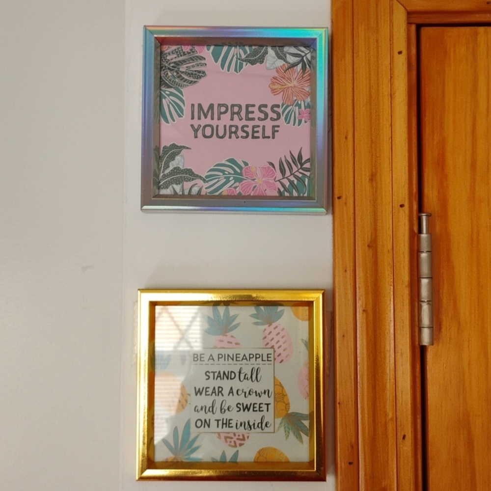 Gold and Pink Inspirational Wall Art Set - Impress Yourself